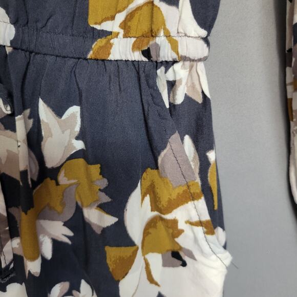Old Navy Romper Shorts Womens Small Floral Long Sleeve Drawstring Waist Pockets - Picture 6 of 16